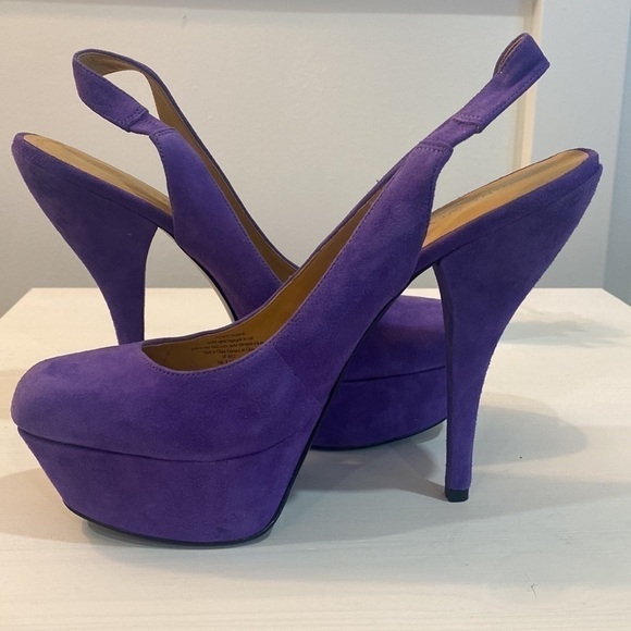 Nine West Purple Suede Pumps | Platform Heels - Picture 4 of 14